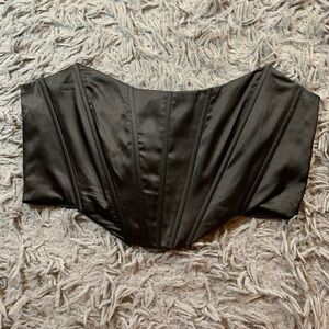 Streetwear Society black Satin Strapless Corset Top Sz S